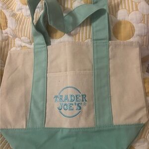 Trader Joe's Mint and Cream Tote Bag